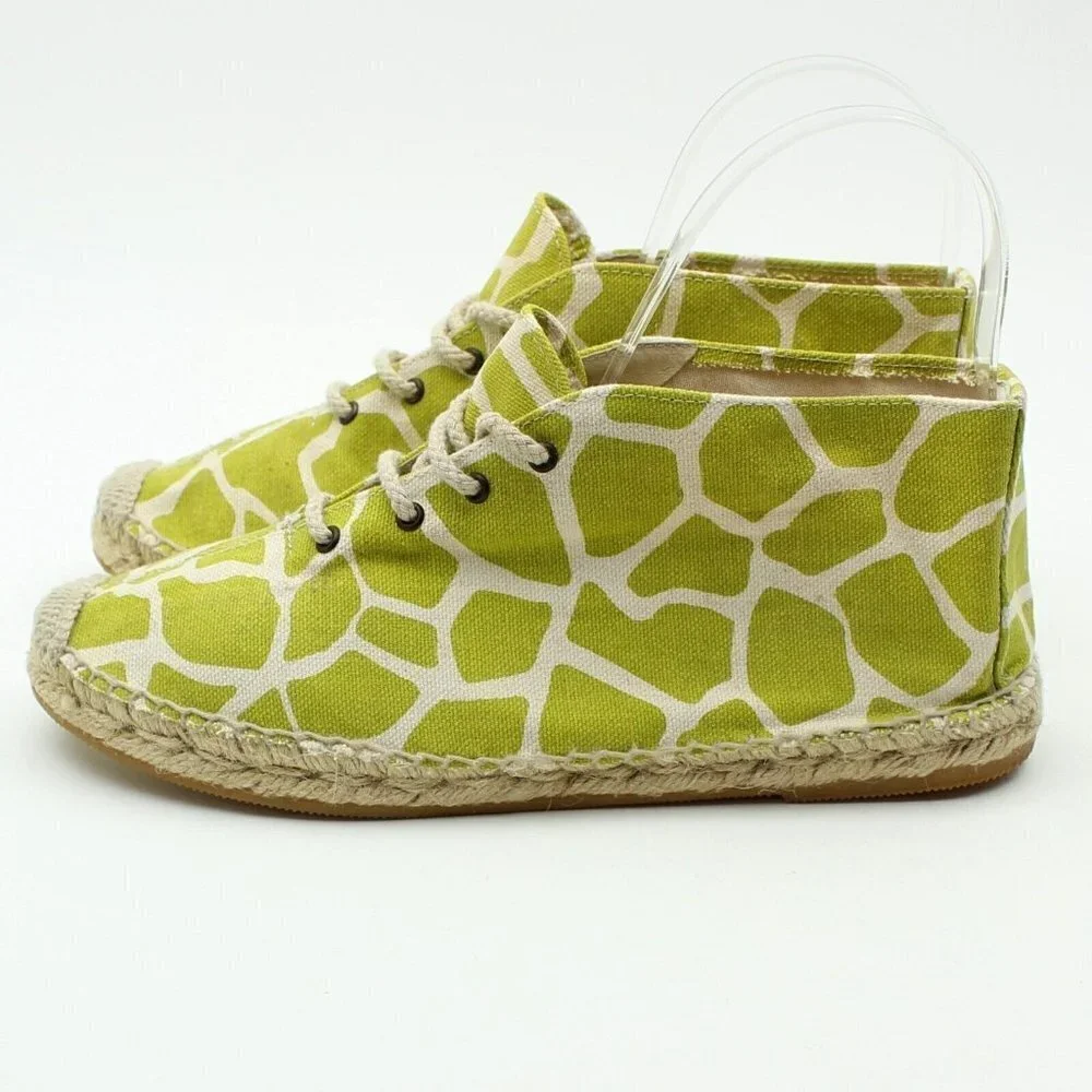 Bettye Muller Lime Green Animal Print Espadrille Shoes